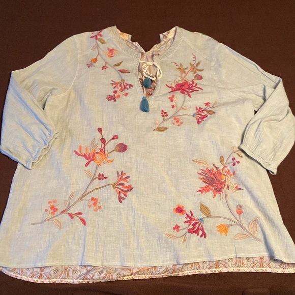 Johnny Was‎ VIVIANA EFFORTLESS SCARF BLOUSE Size Medium (see Measurements) - Picture 3 of 14